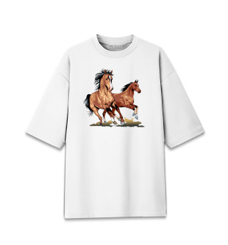 Мужская Хлопковая футболка оверсайз Лошадь