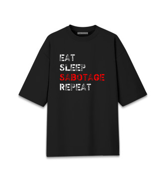 Мужская Хлопковая футболка оверсайз Eat Sleep Sabotage Repeat