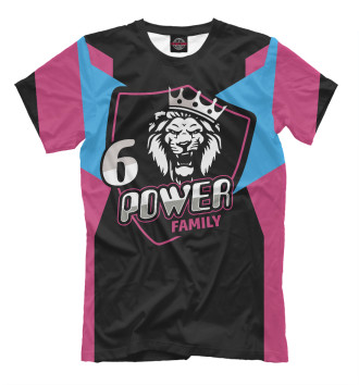 Мужская Футболка 6 power family на розовом фоне