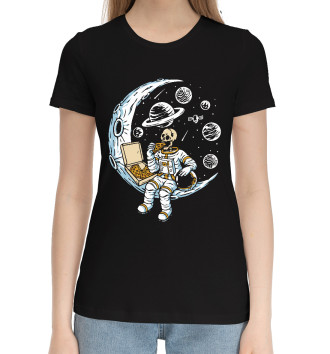 Женская Хлопковая футболка Space pizza