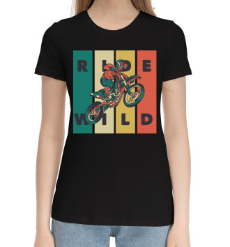 Женская Хлопковая футболка Ride wild