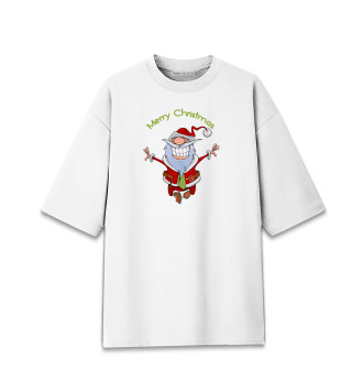 Хлопковая футболка оверсайз для мальчиков Веселый Санта Клаус