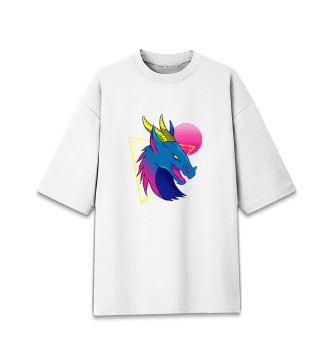 Женская Хлопковая футболка оверсайз Retrowave Dragon