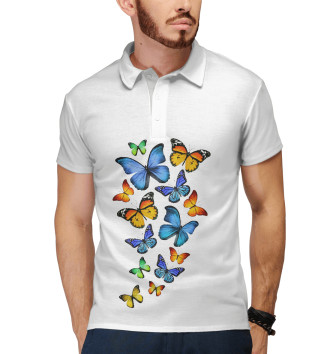 Мужское Поло Цветные бабочки