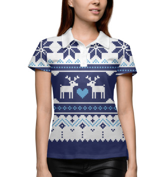 Женское Поло Скандинавский свитер с оленями