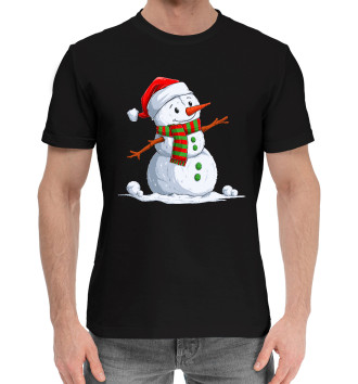 Мужская Хлопковая футболка Веселый Снеговик