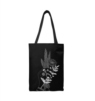 Сумка-шоппер Руки черные цветы