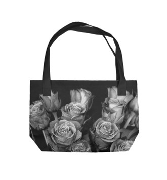 Пляжная сумка Черно-белые розы