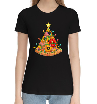 Женская Хлопковая футболка Пицца - Ёлка