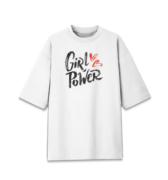 Хлопковая футболка оверсайз для девочек Girl power