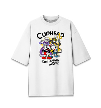 Женская Хлопковая футболка оверсайз Cuphead, главный герои