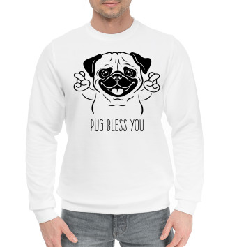 Мужской Хлопковый свитшот Pug bless you
