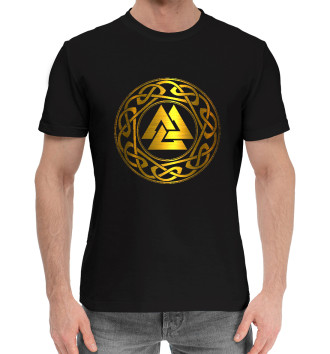 Мужская Хлопковая футболка Валькнут символ бога Одина