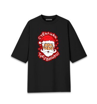 Женская Хлопковая футболка оверсайз Прикольный Дед Мороз (2.2)