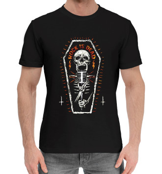 Мужская Хлопковая футболка Rock is dead (skeleton)