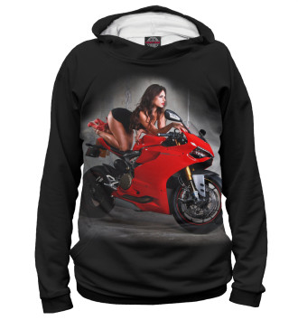 Мужское Худи Девушка на мотоцикле
