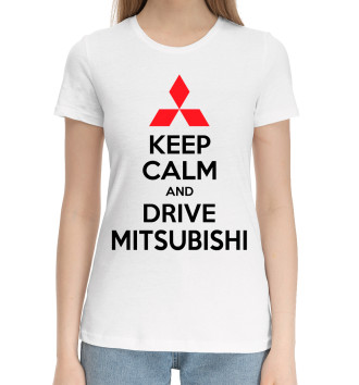 Женская Хлопковая футболка Будь спок и води Mitsubishi