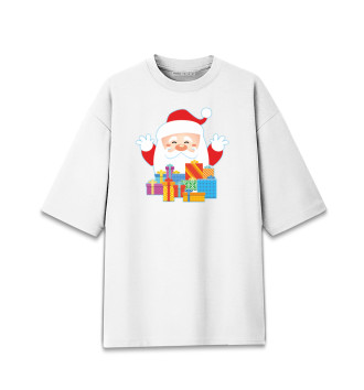 Хлопковая футболка оверсайз для девочек Новый Год