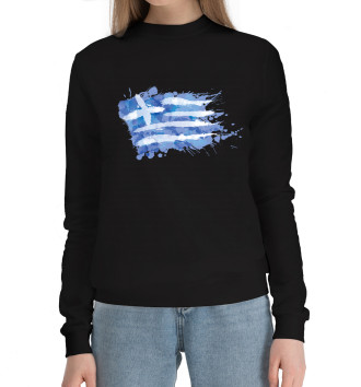 Женский Хлопковый свитшот Греческий флаг Splash