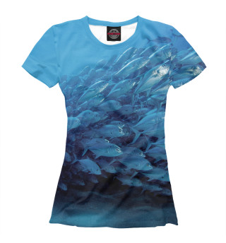 Женская футболка Косяк рыбы