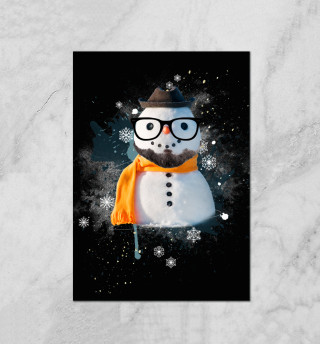 Плакат Снеговик хипстер