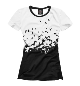 Женская футболка Лес, птицы