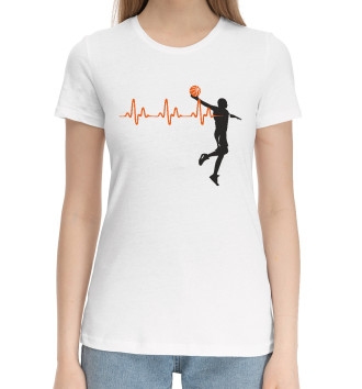 Женская Хлопковая футболка Баскетбольный пульс