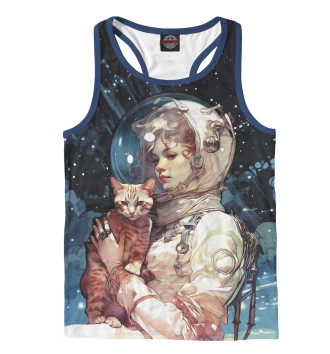 Мужская Борцовка Девушка космонавт с рыжим котом