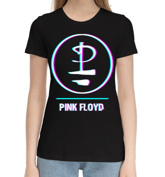 Женская Хлопковая футболка Pink Floyd Glitch Rock Logo
