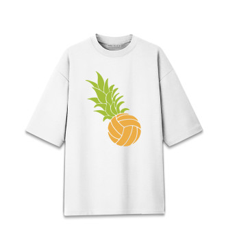 Женская Хлопковая футболка оверсайз Волейбольный ананас