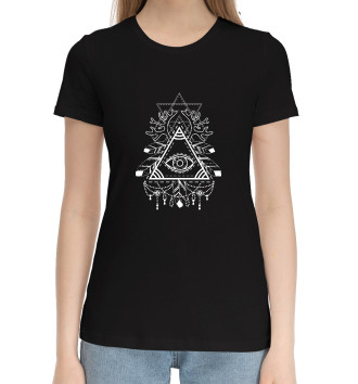 Женская Хлопковая футболка Глаз в пирамиде