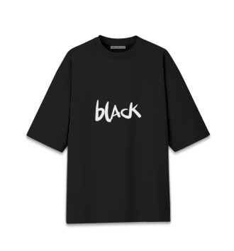 Женская Хлопковая футболка оверсайз Black
