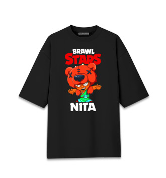 Женская Хлопковая футболка оверсайз Brawl Stars, Nita
