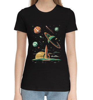 Женская хлопковая футболка Космос