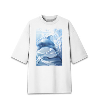 Мужская Хлопковая футболка оверсайз Дельфин