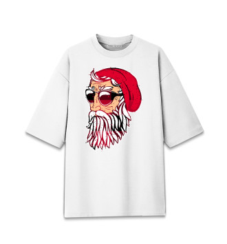 Хлопковая футболка оверсайз для девочек Санта Хипстер