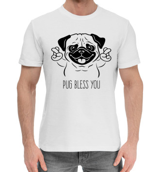 Мужская Хлопковая футболка Pug bless you