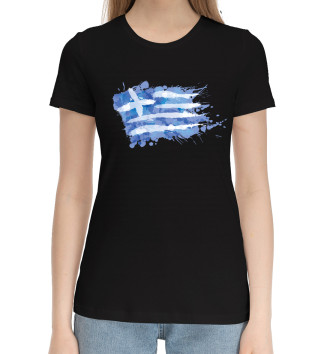 Женская Хлопковая футболка Греческий флаг Splash