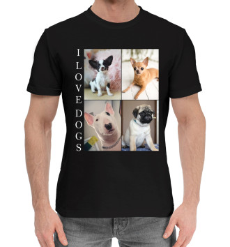 Мужская Хлопковая футболка I love dogs