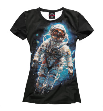Футболка для девочек Космонавт в открытом космосе