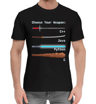 Мужская Хлопковая футболка Python C Plus Plus Java C