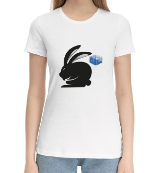 Женская Хлопковая футболка Черный кролик 2023