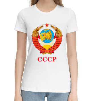 Женская Хлопковая футболка Герб Советского Союза