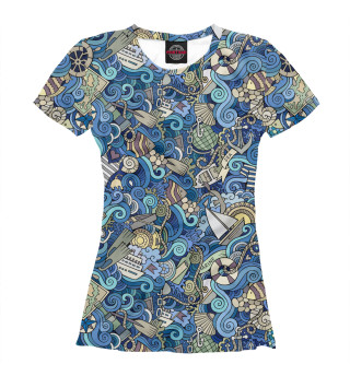 Женская футболка Морской коллаж