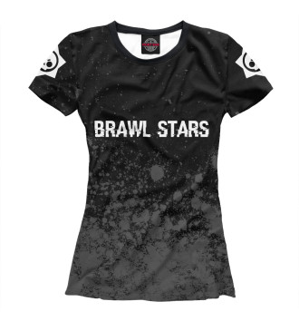Женская Футболка Brawl Stars Glitch Black лого на рукавах