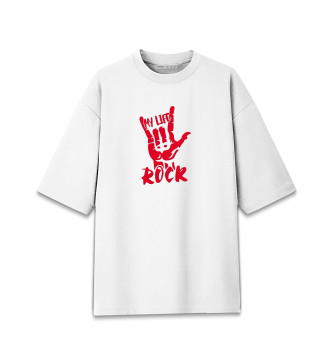 Женская Хлопковая футболка оверсайз My Life Is Rock