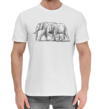 Мужская Хлопковая футболка Слоны
