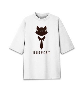 Женская Хлопковая футболка оверсайз Занятой Кот