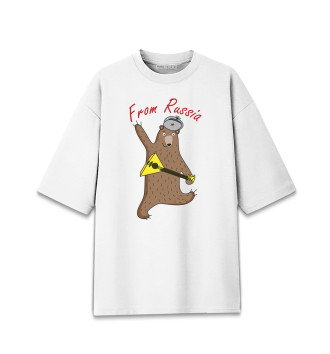 Хлопковая футболка оверсайз для девочек From Russia