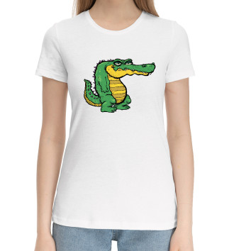 Женская Хлопковая футболка Крокодил недовольный